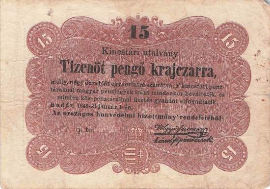 P.S121 15 Pengö Ungarn 1849